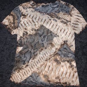 mesh snake print top